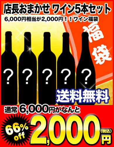 店長お任せワイン5本セット6000円相当が2000円送料無料...